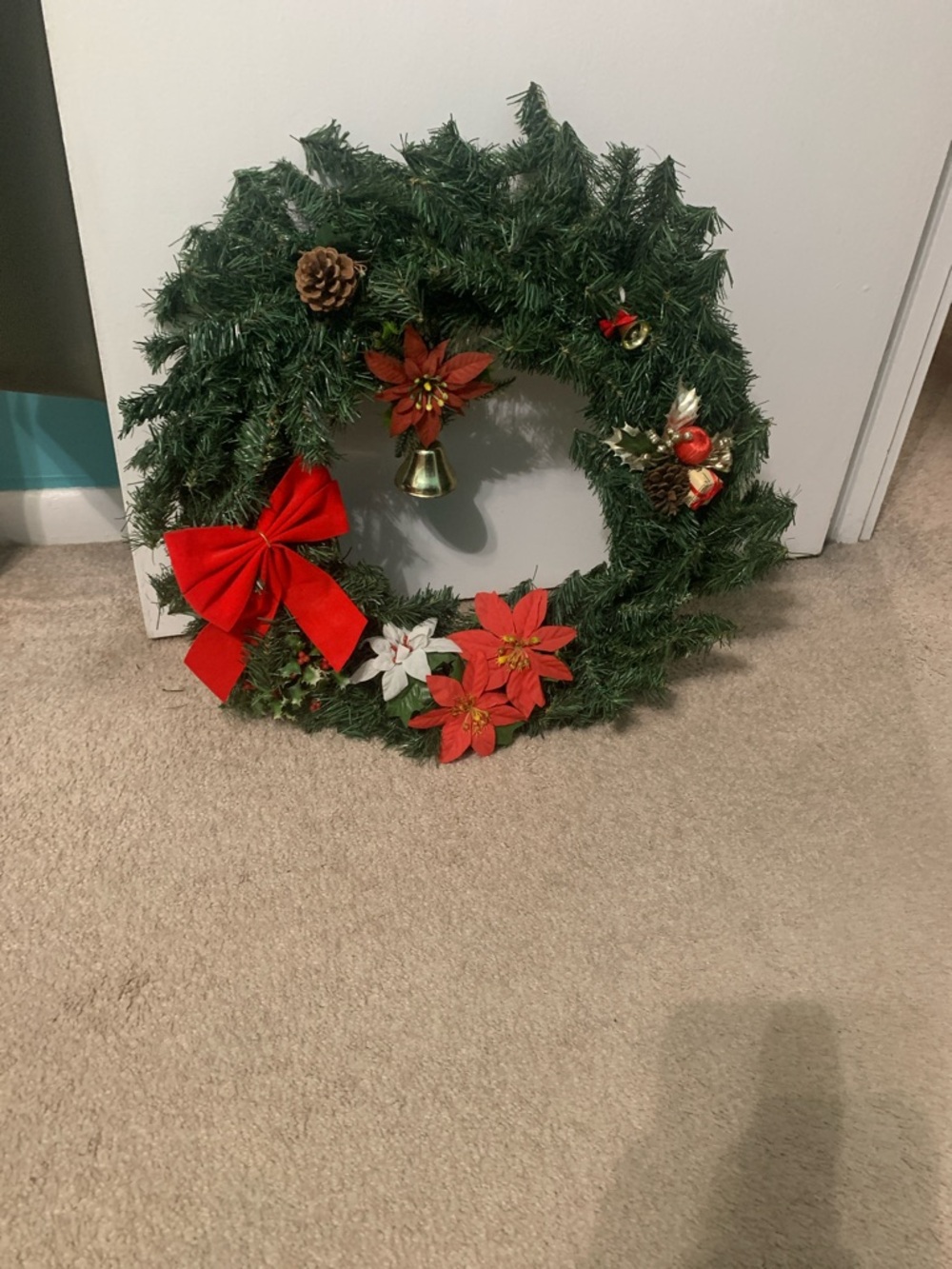 Classic Green Holiday Wreath with Red Accents